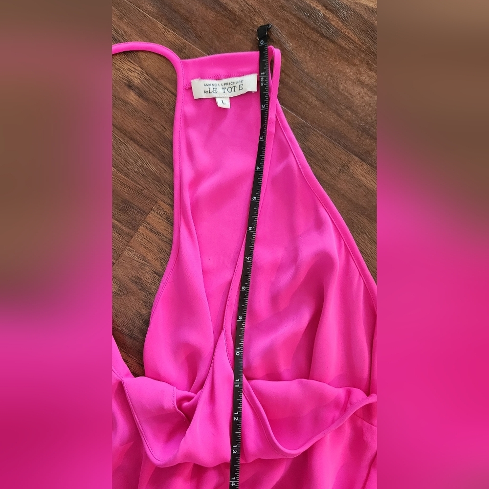Amanda Uprichard × Le Tote Large Hot Pink Tulip Strappy Dress - Picture 8 of 10